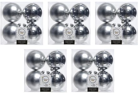 Decoris 20x Zilveren kerstballen 10 cm kunststof mat/glans