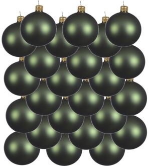 Decoris 24x Donkergroene glazen kerstballen 8 cm mat