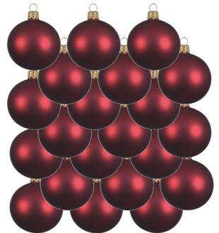 Decoris 24x Donkerrode glazen kerstballen 8 cm mat Donkerrood