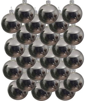 Decoris 24x Glazen kerstballen glans zilver 8 cm kerstboom versiering/decoratie - Kerstbal Zilverkleurig