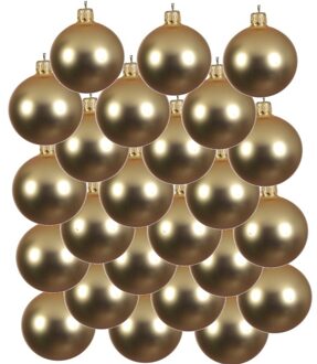 Decoris 24x Glazen kerstballen mat goud 6 cm kerstboom versiering/decoratie - Kerstbal Goudkleurig