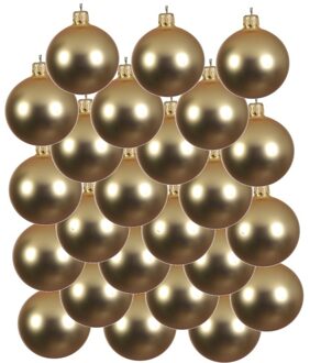 Decoris 24x Glazen kerstballen mat goud 8 cm kerstboom versiering/decoratie - Kerstbal Goudkleurig