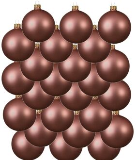 Decoris 24x Glazen kerstballen mat oud roze 8 cm kerstboom versiering/decoratie - Kerstbal