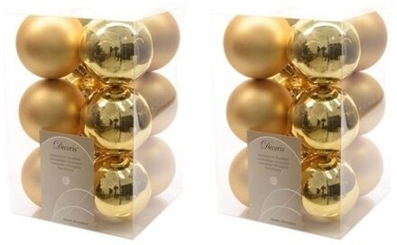 Decoris 24x Gouden kerstballen 6 cm kunststof mat/glans