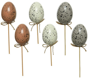 Decoris 24x Kunststof vogel eieren/paaseieren op steker 36 cm - Feestdecoratievoorwerp