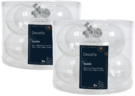 Decoris 24x stuks Transparante kerstversiering kerstballen van glas 7 cm