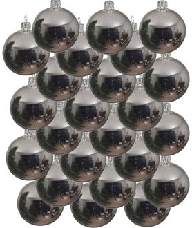 Decoris 24x Zilveren glazen kerstballen 8 cm glans