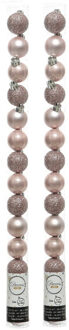 Decoris 28x stuks kleine kunststof kerstballen lichtroze (blush) 3 cm - Kerstbal