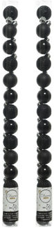 Decoris 28x stuks kleine kunststof kerstballen zwart 3 cm