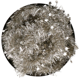 Decoris 2x Champagne sterren kerstslingers 10 x 270 cm kerstboom