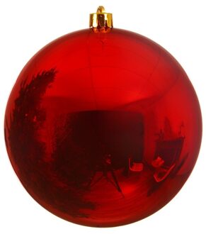 Decoris 2x Grote raam/deur/kerstboom decoratie rode kerstballen 20 cm glans - Kerstbal Rood