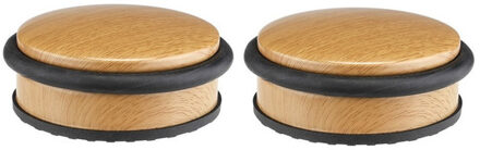 Decoris 2x Kleine metalen deurstoppers 10 x 4,5 cm bamboelook
