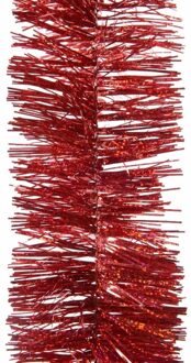 Decoris 2x Rode glitter kerstboomslinger 270 cm - Kerstslingers Rood