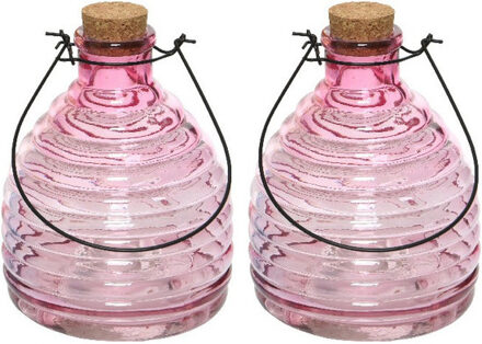 Decoris 2x Roze insectenval/insectenvanger 17 cm - Ongediertevallen - Ongediertebestrijding