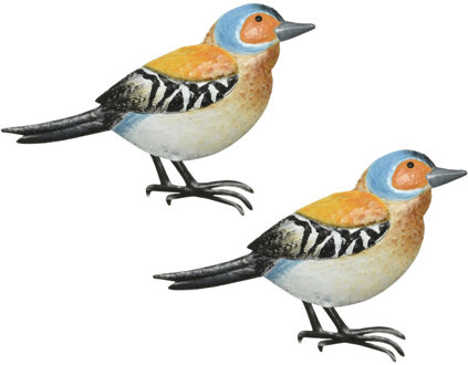 Decoris 2x stuks decoratie vogel/muurvogel Vink voor in de tuin 38 cm