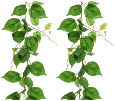 Decoris 2x stuks groene klimop kunstplant slingers 220 cm