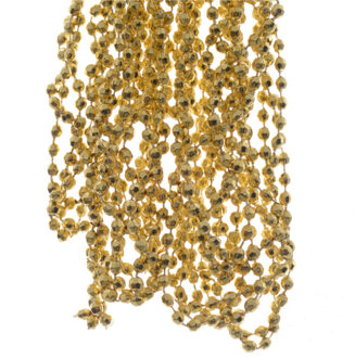 Decoris 2x stuks kralenslingers voor mini kerstboom slingers/guirlandes goud 270 x 0,5 cm
