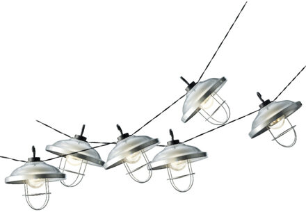 Decoris 2x stuks solar tuinverlichting lichtsnoeren met lampenkappen lampjes 2,5 meter - Lichtsnoer voor buiten