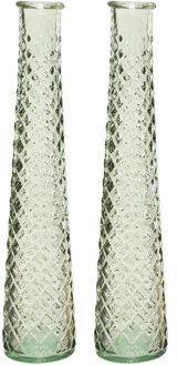 Decoris 2x stuks vazen/bloemenvazen van gerecycled glas - D7 x H32 cm - beige
