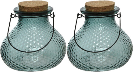 Decoris 2x wespenvanger/wespenval met hengsel - glas - lichtblauw - D14 x H13 cm