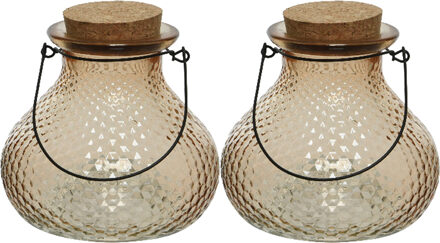 Decoris 2x wespenvanger/wespenval met hengsel - glas - lichtbruin - D14 x H13 cm - Ongediertevallen - Ongediertebestrijding