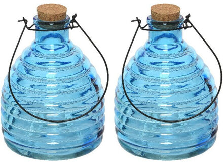 Decoris 2x Wespenvangers/wespenvallen blauw 17 cm van glas