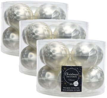 Decoris 30x stuks glazen kerstballen wit ijslak 6 cm mat/glans - Kerstbal