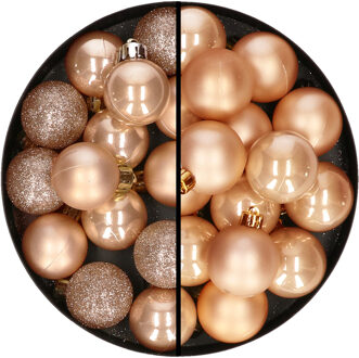 Decoris 30x stuks kunststof kerstballen lichtbruin 3 en 4 cm - Kerstbal