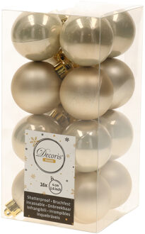 Decoris 32x Kunststof kerstballen glanzend/mat licht parel/champagne 4 cm kerstboom versiering/decoratie - Kerstbal Champagnekleurig