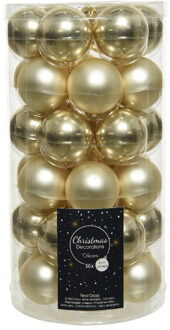 Decoris 36x Champagne beige kleine glazen kerstballen 4 cm mat en glans