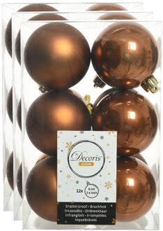 Decoris 36x stuks kunststof kerstballen kaneel bruin 6 cm glans/mat