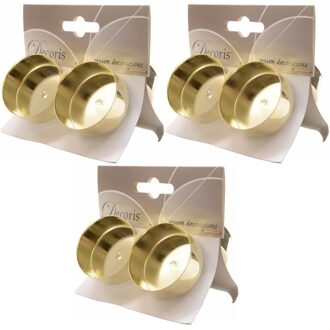 Decoris 3x Gouden waxinelichthouders 4 stuks - Kerststukjes Goudkleurig