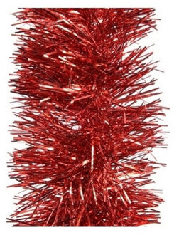 Decoris 3x kerstboomslingers - rood - folie - 270 x 10 cm - kerstguirlandes