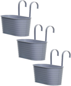 Decoris 3x stuks bloembakken ophangbaar - zink - 32 x 16 cm - lila paars - Plantenpotten