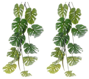 Decoris 3x stuks groene Monstera/gatenplant kunstplant slinger 110 cm