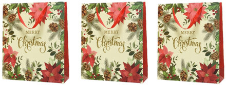 Decoris 3x stuks grote kerst cadeautas/tas voor kerstcadeautjes Merry Christmas 72 cm