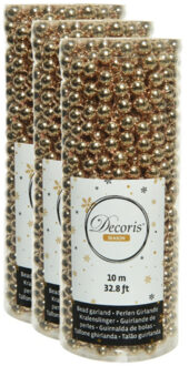 Decoris 3x stuks kerstboom kralenslingers kaneel bruin 10 meter kerstslingers