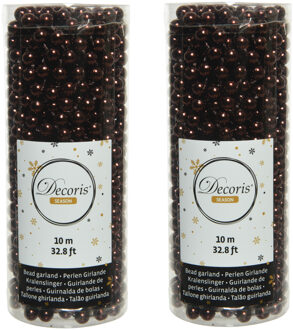 Decoris 3x stuks kerstboom kralenslingers redwood 10 meter kerstslingers