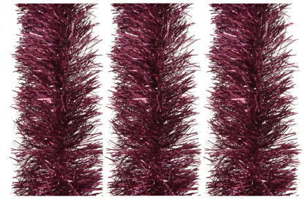 Decoris 3x stuks kerstboom slingers/lametta guirlandes framboos roze (magnolia) 270 x 10 cm