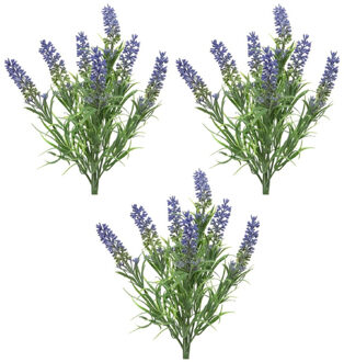 Decoris 3x stuks lavandula/lavendel kunstplant 34 cm bosje