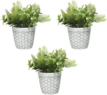 Decoris 3x stuks varen Kunstplantje/nepplant in pot 22 cm - Kamerplanten