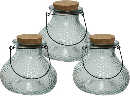 Decoris 3x wespenvanger/wespenval met hengsel - glas - ijsblauw - D14 x H13 cm