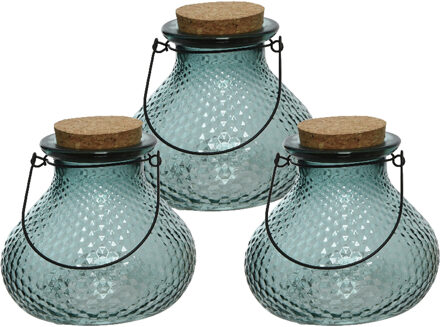 Decoris 3x wespenvanger/wespenval met hengsel - glas - lichtblauw - D14 x H13 cm