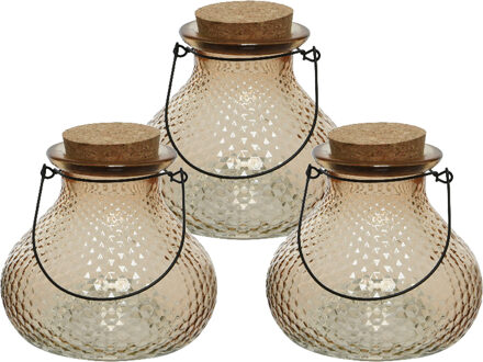 Decoris 3x wespenvanger/wespenval met hengsel - glas - lichtbruin - D14 x H13 cm
