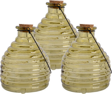 Decoris 3x wespenvanger/wespenval met hengsel - glas - lichtgroen - D13 x H17 cm
