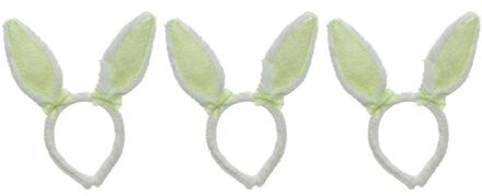 Decoris 3x Wit/groene konijn/haas oren verkleed diademen kids/volwassen