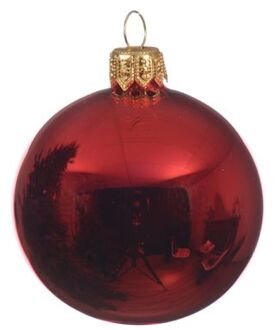 Decoris 4 Glazen Kerstballen Glans 10 Cm Kerstrood