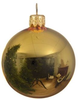 Decoris 4 Glazen Kerstballen Glans 10 Cm Licht Goud