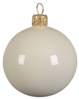 Decoris 4 Glazen kerstballen glans 10 cm wol wit