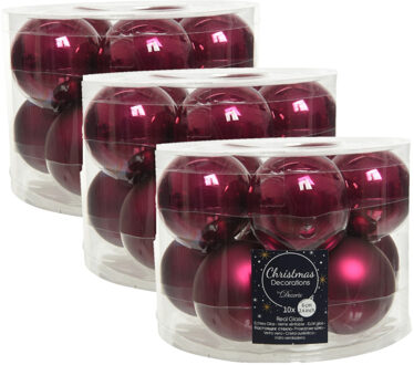 Decoris 40x stuks glazen kerstballen framboos roze (magnolia) 6 cm mat/glans - Kerstbal